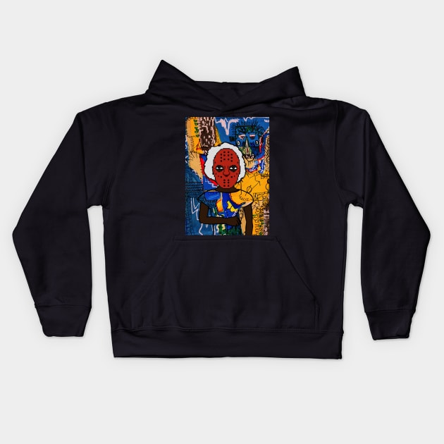 Enlightened Artistry: NFT Character - FemaleMask Benjamin Franklin Edition on TeePublic Kids Hoodie by Hashed Art